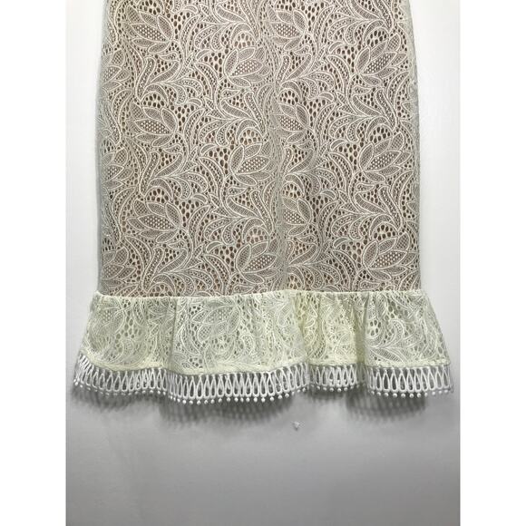 Bardot Ivory Lace Overlay Fitted Short Dress Womens 8 Formal Graduation Bridal - Picture 6 of 13